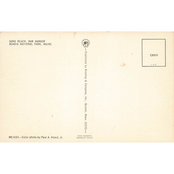 Postcard Sand Beach Bar Harbor Acadia Nat'l Park Maine Chrome Unposted 1939-1970 - Picture 2 of 2